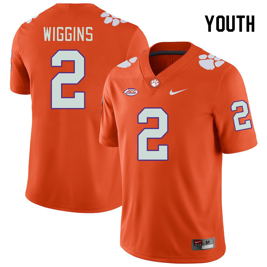 Youth #2 Nate Wiggins Clemson Tigers College Football Jerseys Stitched-Orange